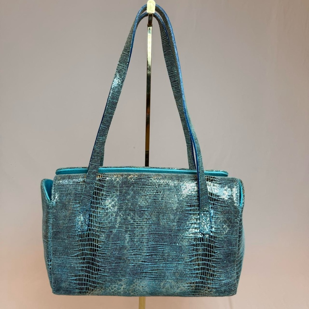 metallic blue bag
